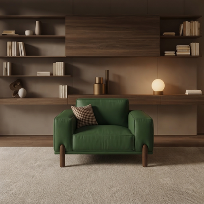 Emerald Luxe Pu Leather Olive Green Sofa – Modern Couch with Solid Wood