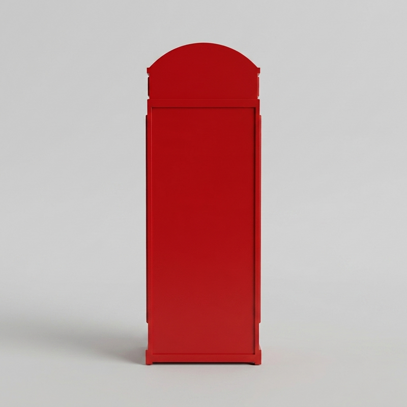 Giles British Telephone Booth Style Bar Cabinet in Red with Transparent Acrylic Sheet  Door
