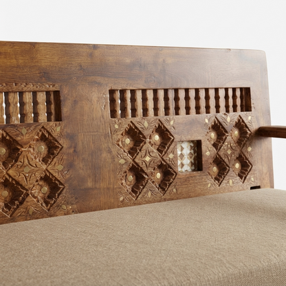 Suryavanshi Sheesham Wood Brass 5 Seater Sofa Set: Exquisite Craftsmanship and Comfort in One 3+1+1