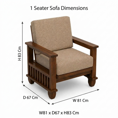 MAGAZINE Sheesham Wood Cushioned Upholstery Sofa Set
