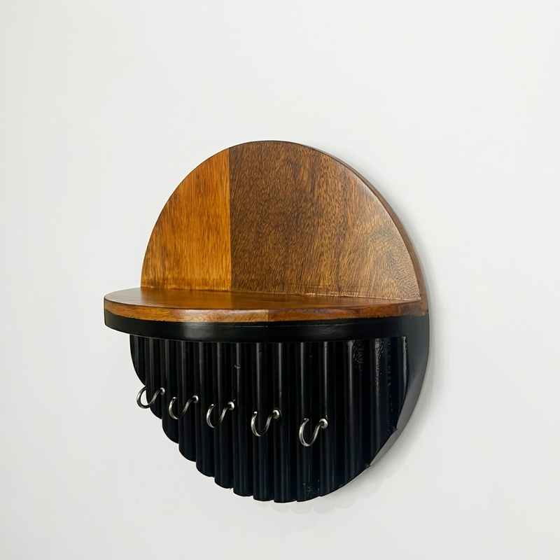Suryavanshi Solid Wood Wall Mounted Key Holder with Shelf