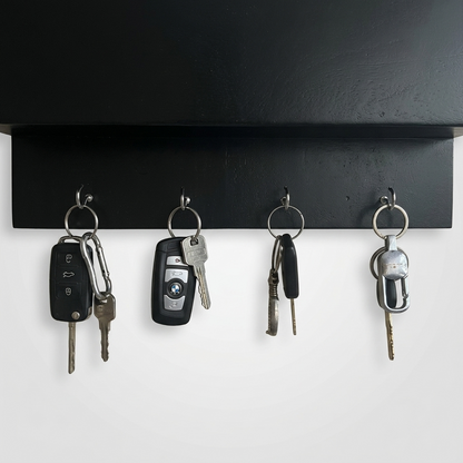 Suryavanshi Wooden Wall Mounted Key Holder with Mirror & Storage Shelf