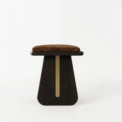 Sheesham Wood Bench with Brown Velvet Upholstered Seat