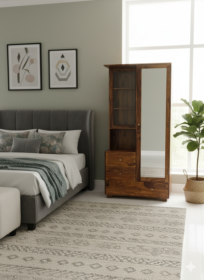 Sheesham Wood Dressing Table with Mirror & Storage Drawers – Elegant Bedroom Furniture
