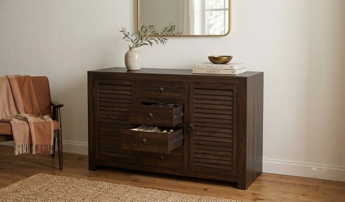Suryavanshi Sheesham Wood 2-Door 4-Drawer Sideboard: A Beautiful Storage Solution for Your Home(W139*D45*H-86Cm)
