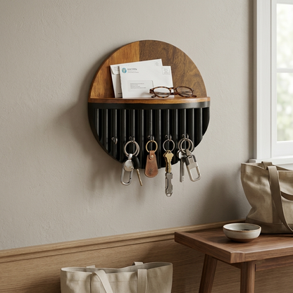 Suryavanshi Solid Wood Wall Mounted Key Holder with Shelf