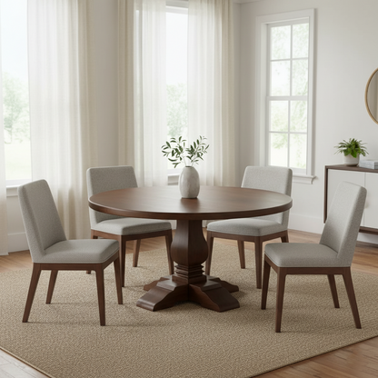 Suryavanshi Mango Wood Round Dining Table with French Legs - 4 & 6  Seater Options Available (Table Only)