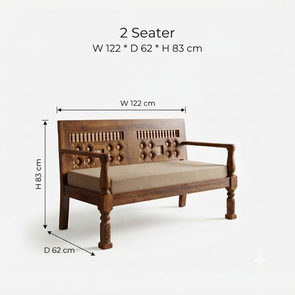Suryavanshi Sheesham Wood Brass 5 Seater Sofa Set: Exquisite Craftsmanship and Comfort in One 3+1+1