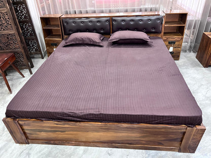 Suryavanshi Sheesham Wood King Size Bed with Side Drawer Storage: Modern Comfort and Functional Design