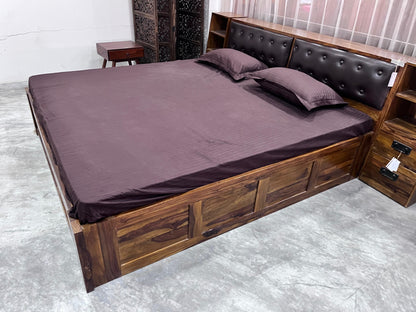 Suryavanshi Sheesham Wood King Size Bed with Side Drawer Storage: Modern Comfort and Functional Design