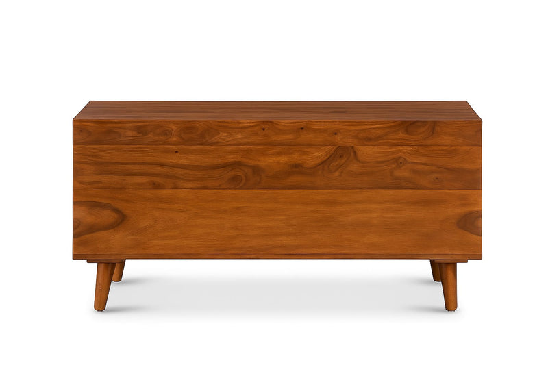 Suryavanshi Modern Wooden Shoe Cabinet With Seating – Sheesham Wood, Honey Finish