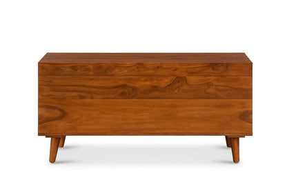 Suryavanshi Modern Wooden Shoe Cabinet With Seating – Sheesham Wood, Honey Finish