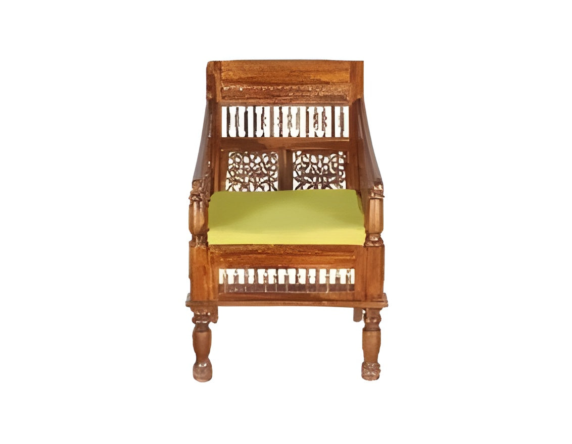 SURYAVANSHI Sheesham Wood Floral CNC Carving Cushioned Sofa – Available in 1, 2, and 3 Seater Sizes