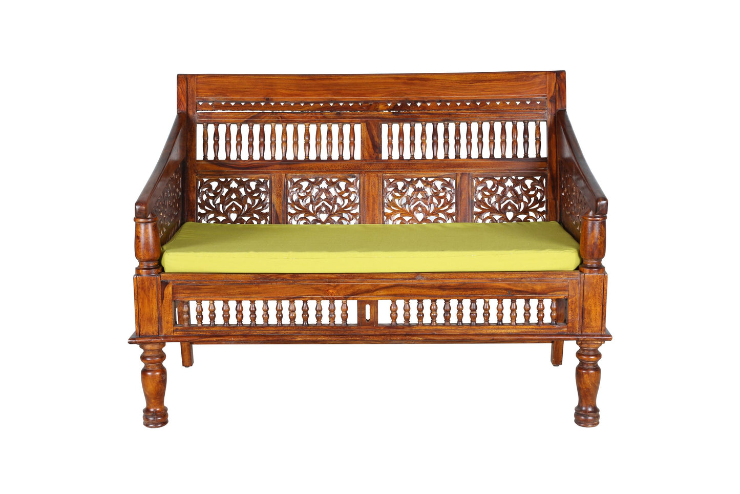 SURYAVANSHI Sheesham Wood Floral CNC Carving Cushioned Sofa – Available in 1, 2, and 3 Seater Sizes