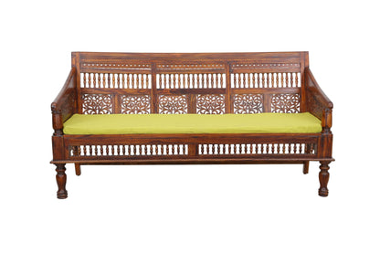 SURYAVANSHI Sheesham Wood Floral CNC Carving Cushioned Sofa – Available in 1, 2, and 3 Seater Sizes