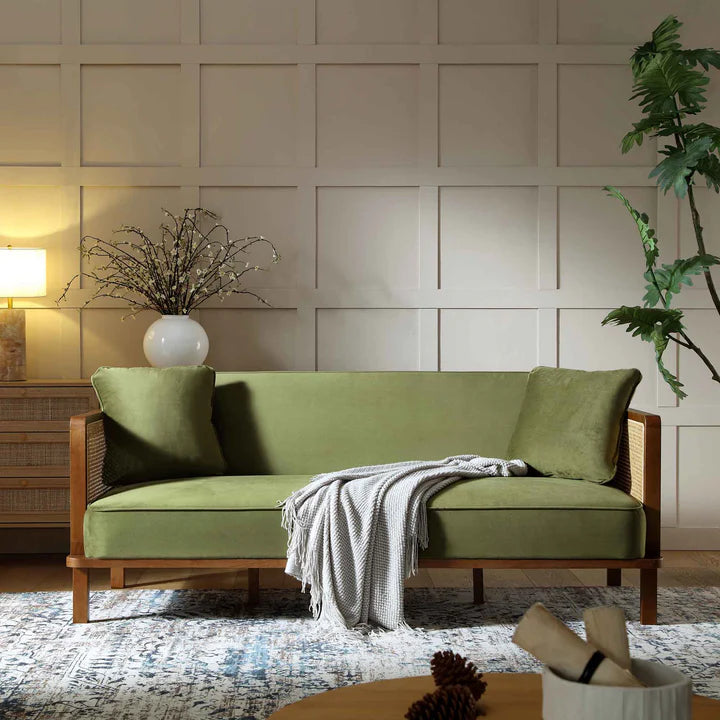 Suryavanshi Verde Nest Sofa Bed | Multi-Color Velvet Options: Moss Green, Oak & Beige, Black & Taupe