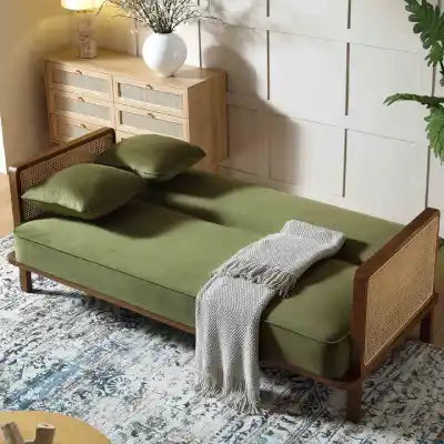 Suryavanshi Verde Nest Sofa Bed | Multi-Color Velvet Options: Moss Green, Oak & Beige, Black & Taupe