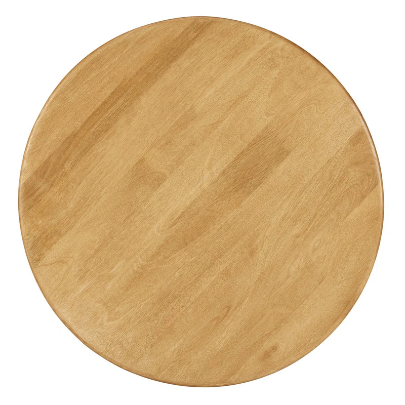 Suryavanshi Solid Mango Wood Round Coffee Table for Living Room – Mid-Century Modern Center Table with Geometric Base (Walnut Finish)