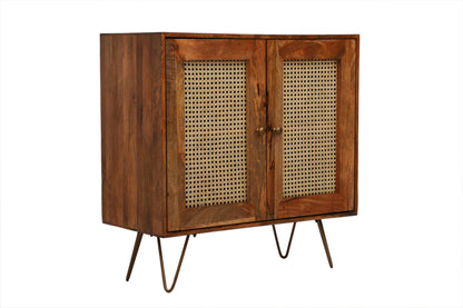 Suryavanshi Solid Wood Sideboard Cabinet with Cane 2 Door Sideboard for Living Room, Natural Cane/Rattan Sideboard