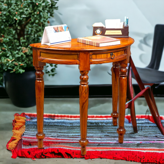 SURYAVANSHI Sheesham Wood Half-Round Console Table with 1 Drawer – Stylish and Space-Saving (W90 x D40 x H76 cm)