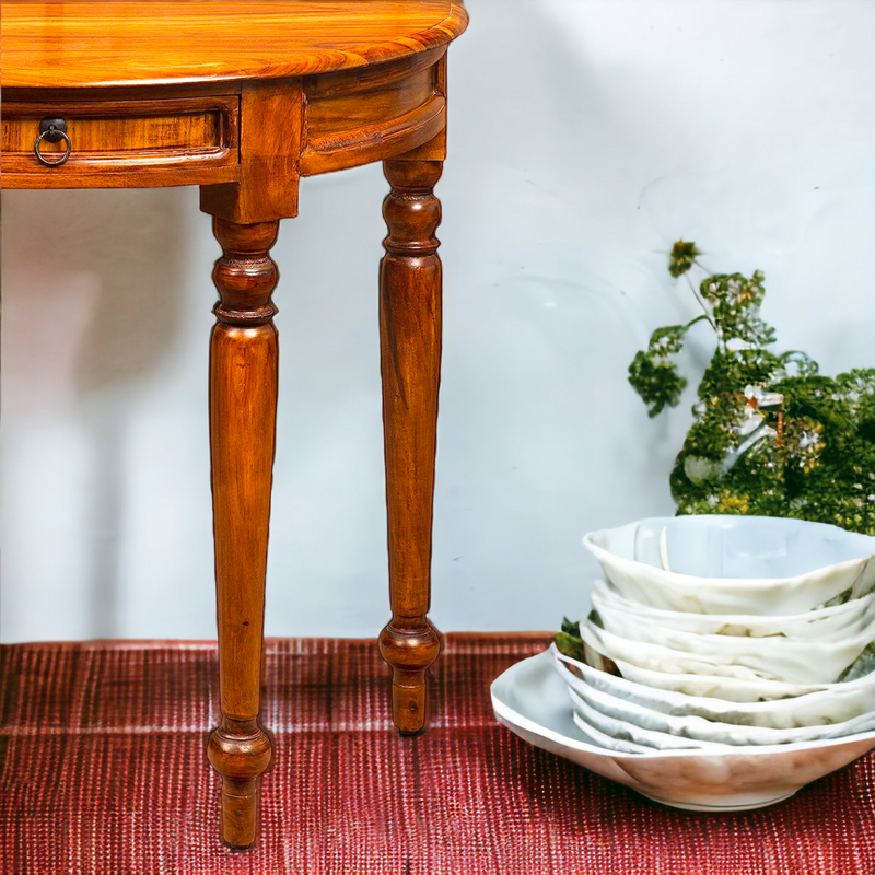 Suryavanshi Sheesham Wood Half-Round Console Table with 1 Drawer – Stylish and Space-Saving (W90 x D40 x H76 cm)