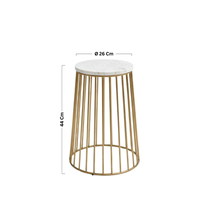 Suryavanshi Gold and White Marble Small Side Table