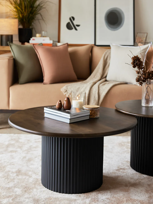Origami Coffee Table Solid Mango Wood - Walnut Finish