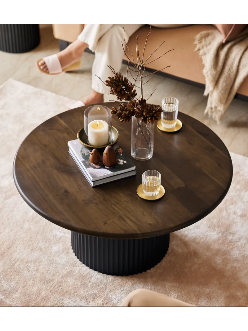 Origami Coffee Table Solid Mango Wood - Walnut Finish