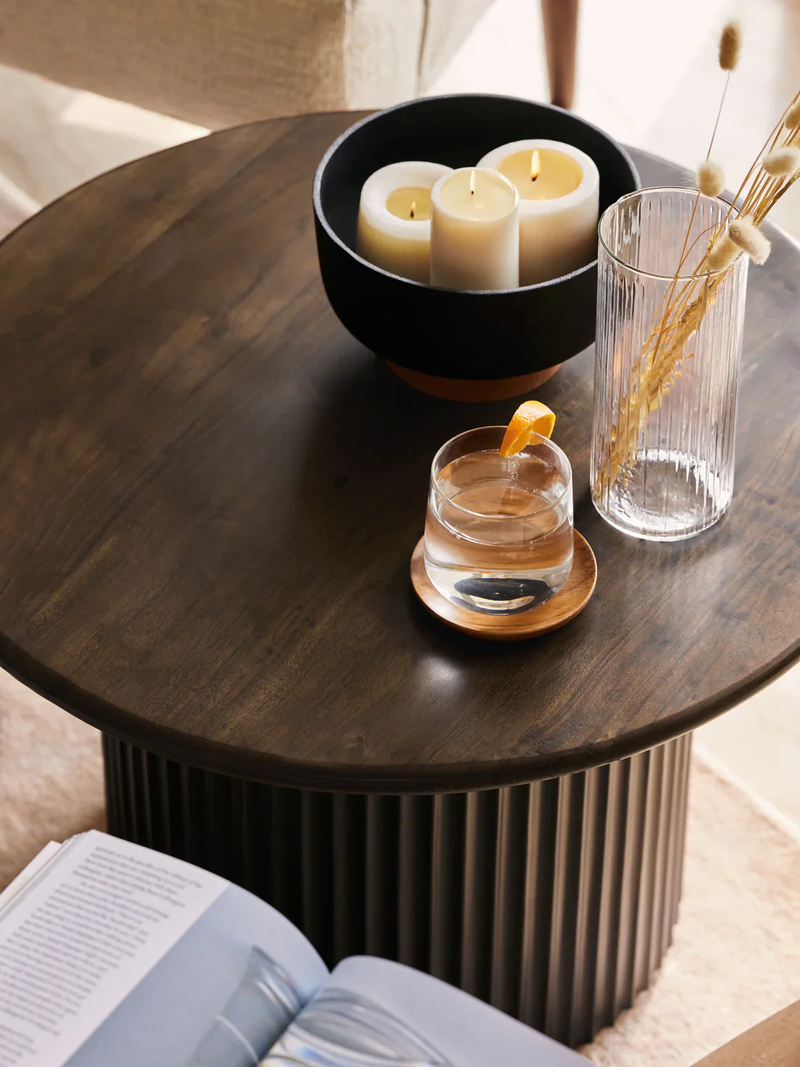 Origami Coffee Table Solid Mango Wood - Walnut Finish