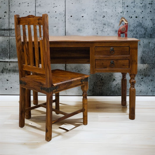 Suryavanshi Sheesham Wood Writing Table: Functional and Elegant with Two Drawers