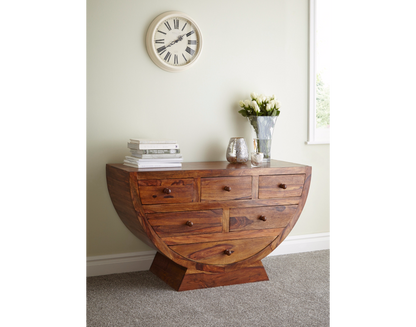 Suryavanshi Furniture Semi-Circular Sheesham Wooden Chest of 6 Drawers