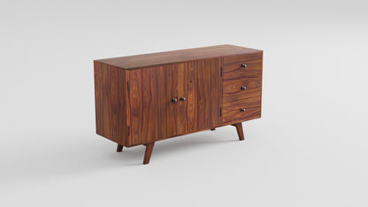 Suryavanshi Sheesham Wood Sideboard Cabinet for Living Room, Drawing Room, Office & Lounge Storage Type: 3 Doors and 3 Drawers, Wooden Storage Cabinet, 45D x 135W x 76H Cm