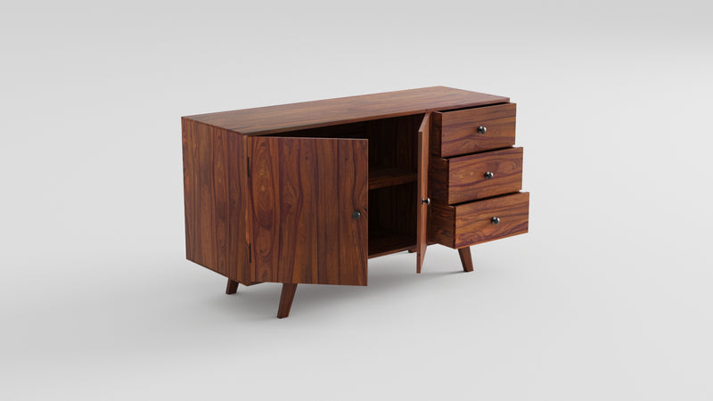 Suryavanshi Sheesham Wood Sideboard Cabinet for Living Room, Drawing Room, Office & Lounge Storage Type: 3 Doors and 3 Drawers, Wooden Storage Cabinet, 45D x 135W x 76H Cm