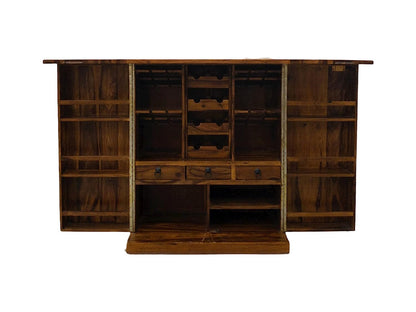 Sophisticated Suryavanshi Sheesham Wood Bar Cabinet with Diamond Pattern Doors