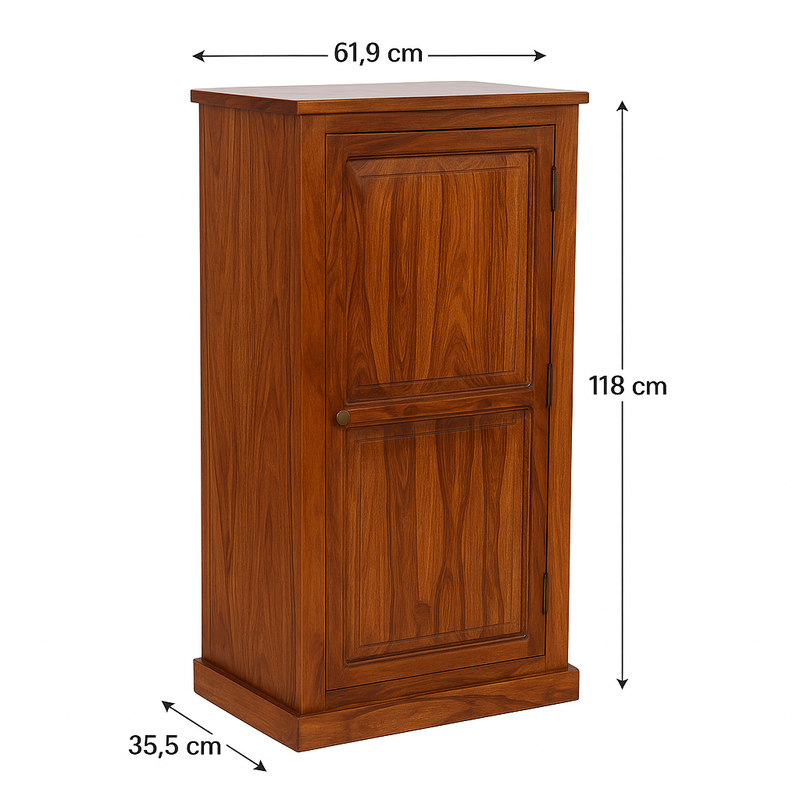Sheesham Wood 1-Door Shoe Rack with 6 Shelves