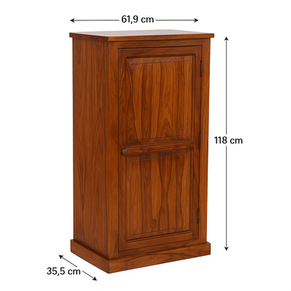 Sheesham Wood 1-Door Shoe Rack with 6 Shelves