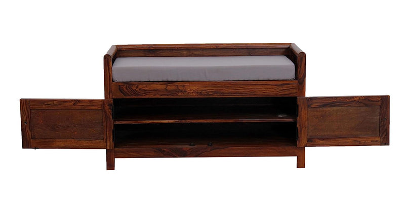 Suryavanshi Sheesham Wood Seating Shoe Rack – Stylish Entryway Organization