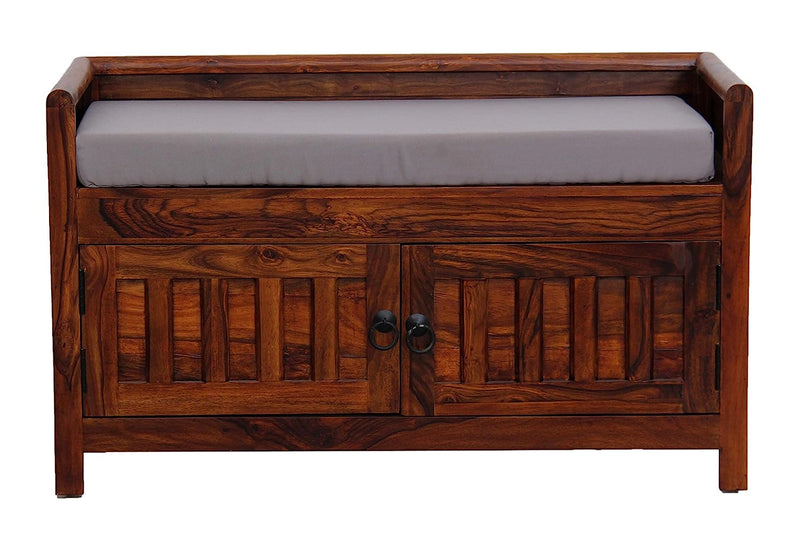 Suryavanshi Sheesham Wood Seating Shoe Rack – Stylish Entryway Organization