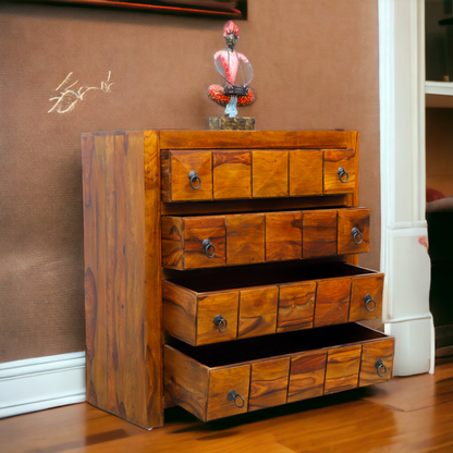 Suryavanshi Sheesham Wood 4-Drawer Cabinet: A Blend of Elegance and Functionality (W90 x D40 x H91.8 cm)