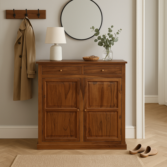 Suryavanshi Sheesham Wood Shoe Rack: Elegant Storage for Your Shoe Collection (35.5D x 120W x 118H)