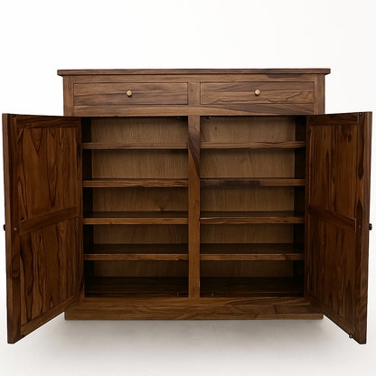 Suryavanshi Sheesham Wood Shoe Rack: Elegant Storage for Your Shoe Collection (35.5D x 120W x 118H)