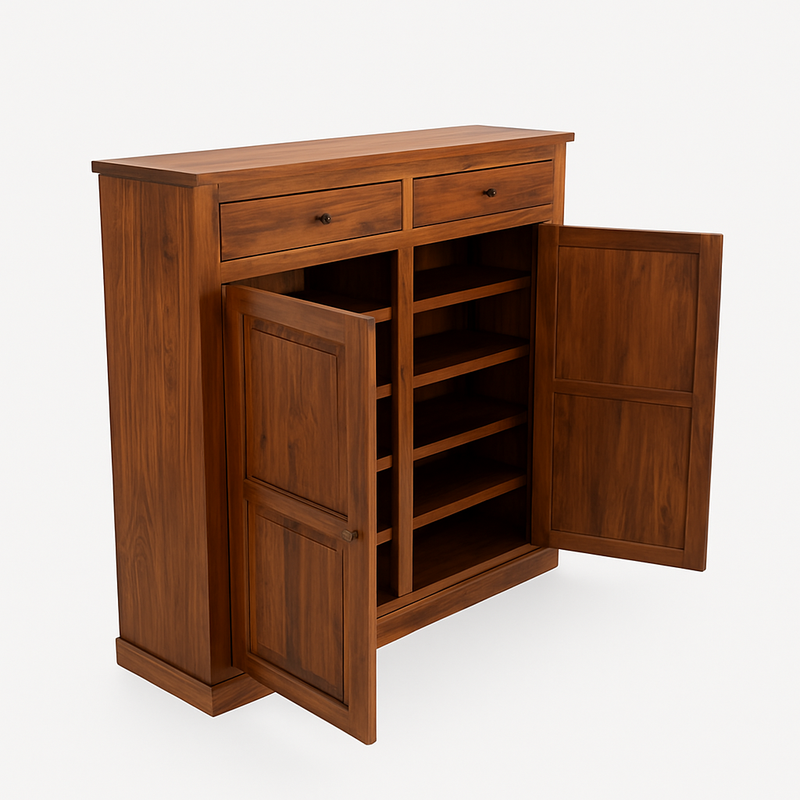 Suryavanshi Sheesham Wood Shoe Rack: Elegant Storage for Your Shoe Collection (35.5D x 120W x 118H)