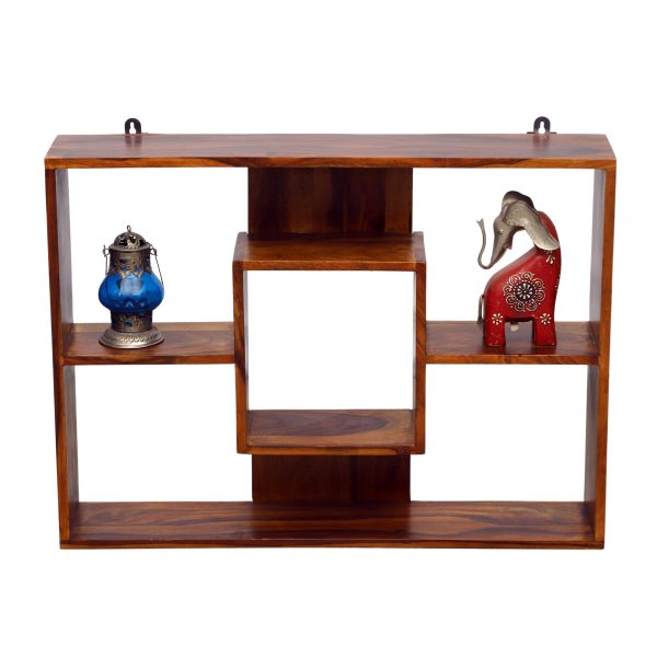 Suryavanshi Sheesham Wood Square Block Shape Wall Display Unit (W76 x D15 x H56 cm)