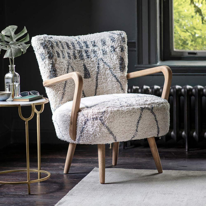 Sheesham Wood & Velvet Calvin Armchair - Luxurious Comfort
