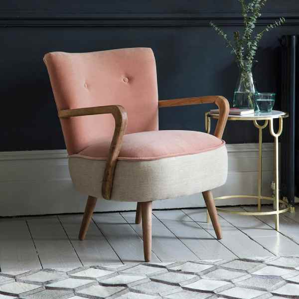 Sheesham Wood & Velvet Calvin Armchair - Luxurious Comfort