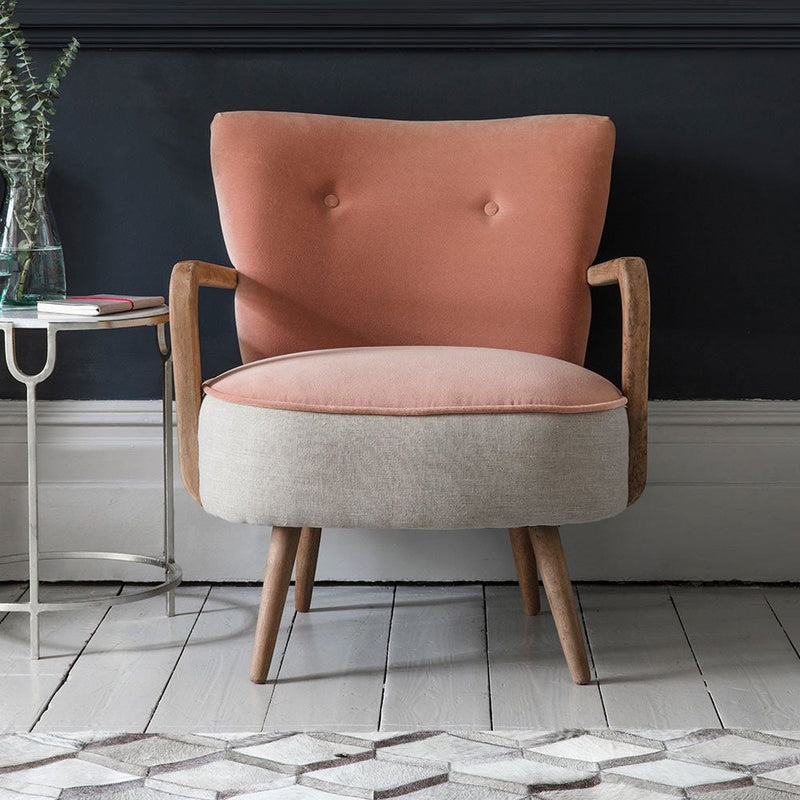 Sheesham Wood & Velvet Calvin Armchair - Luxurious Comfort