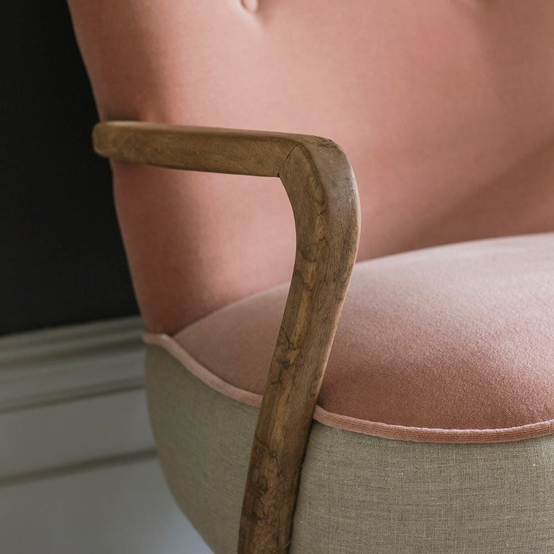 Sheesham Wood & Velvet Calvin Armchair - Luxurious Comfort