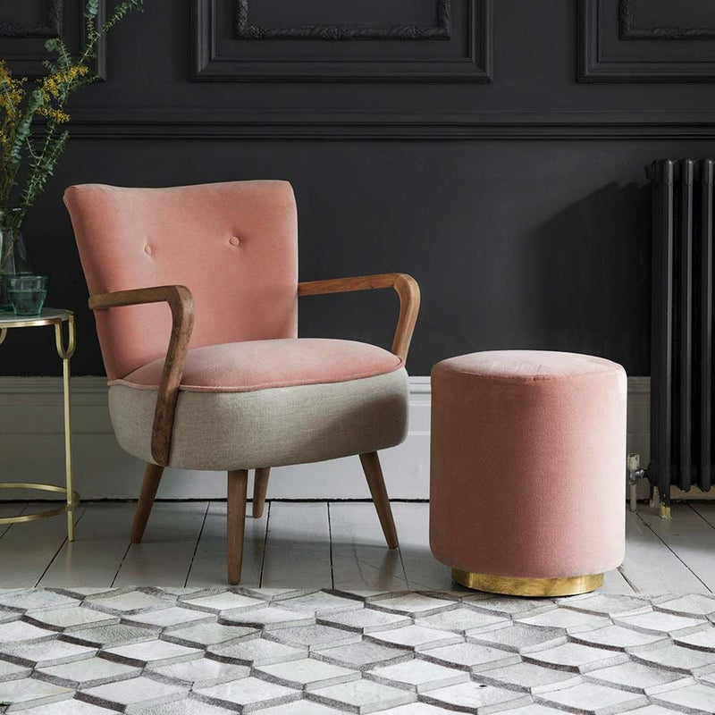 Sheesham Wood & Velvet Calvin Armchair - Luxurious Comfort
