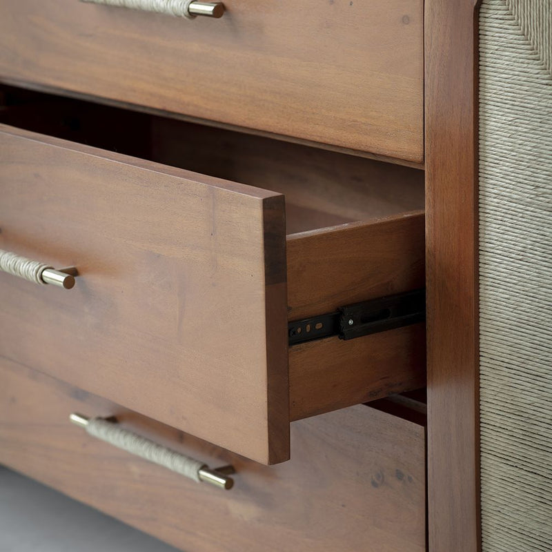 Acacia Wood 2-Door 3-Drawer Sideboard