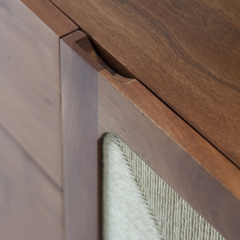 Acacia Wood 2-Door 3-Drawer Sideboard